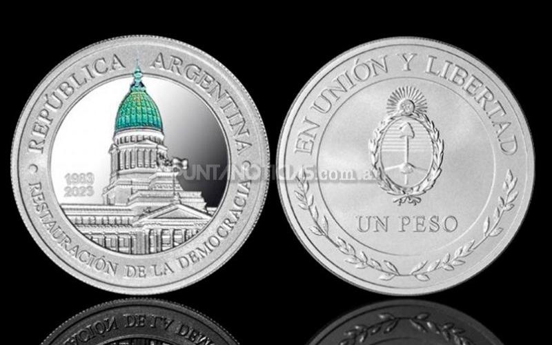 Salió una moneda conmemorativa por el 40° aniversario de Restauración de la Democracia