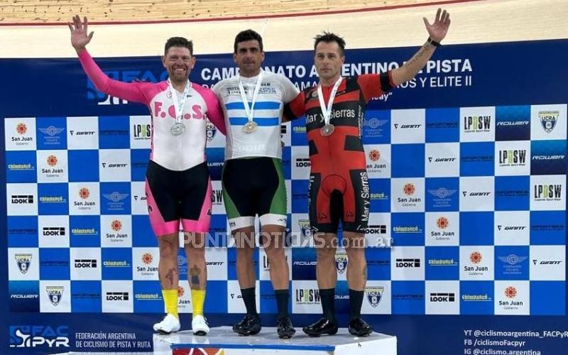 Javier Schaab se colgó una medalla de plata y otra de bronce en el Campeonato Argentino de Ciclismo Pista 